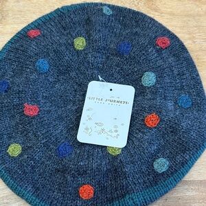 Alpaca  Polka Dot Beret Beanie - Multicolor hand knit